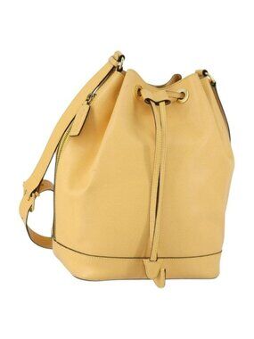 Authentic CELINE Shoulder Bag Leather Gold Yellow